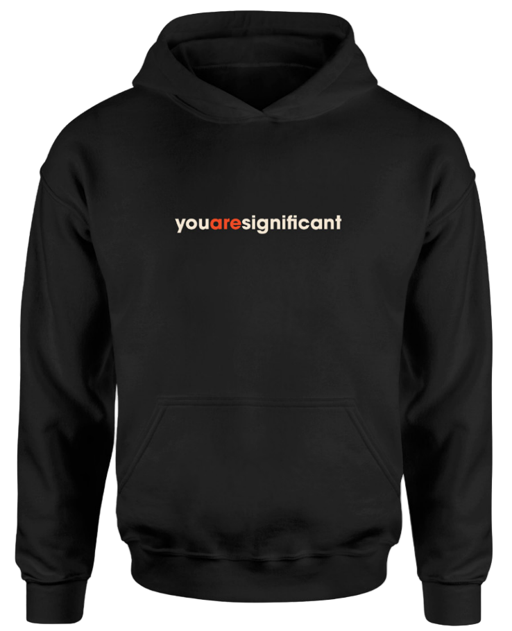 Black hoodie with 'you are significant' text on a white background